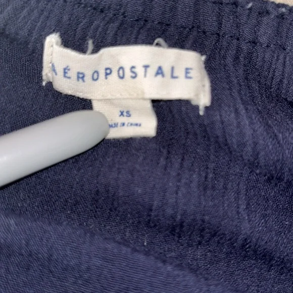 Blue Halter Top Summer Dress Flirty Floral Embroidery Ruffle Off Shoulder XS - Picture 8 of 9